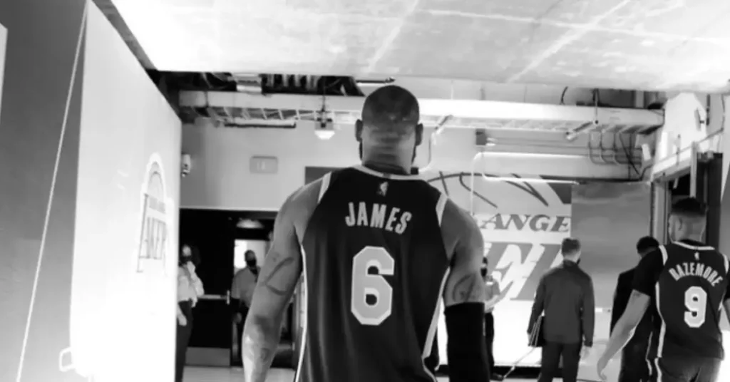 lebron james walking after a game