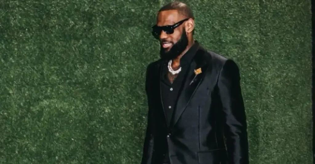 lebron james in a black suit