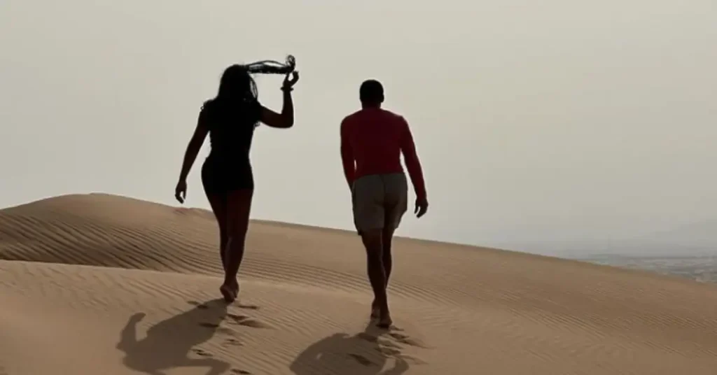 Steph Curry and his wife in the desert