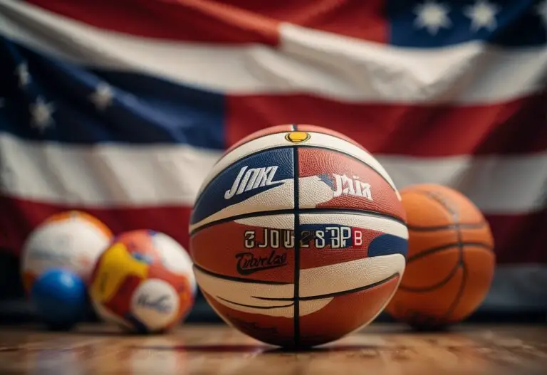 Iconic Michael Jordan Nicknames: A basketball with "MJ" and "Air Jordan" branding surrounded by international flags and corporate logos